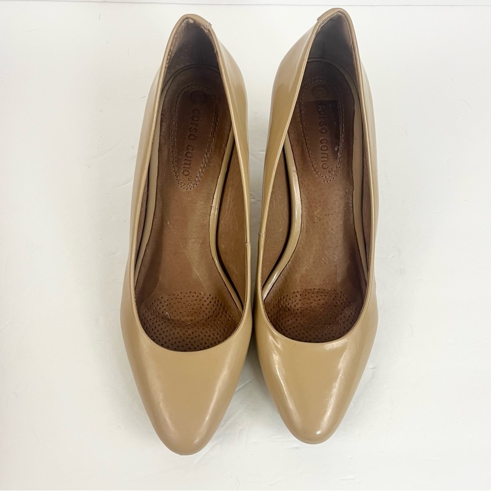 CORSO COMO Leather Beige Tan Nude Platform Pump Stiletto Heels Women’s Size 8.5